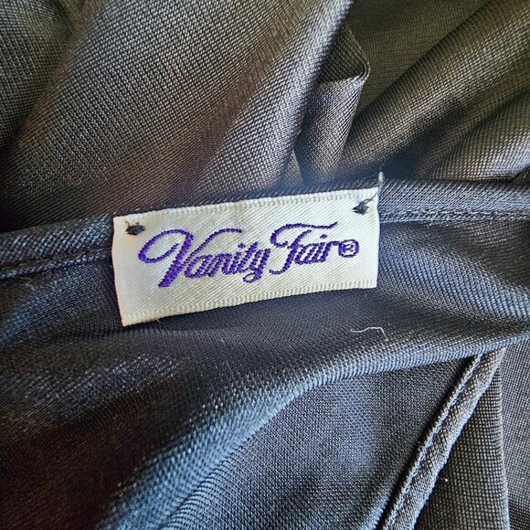 VNT Vanity Fair Lace Inset Black Olga Style Lingerie Long Sweeping Hem Size XL - Picture 4 of 11